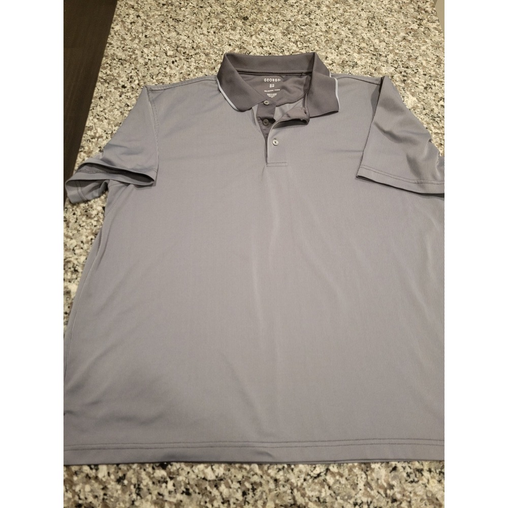George Mens Gray‎ Short Sleeve Polo Shirt XL Performance Golf Casual